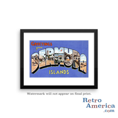 Greetings from Bermuda Islands Postcard Framed Wall Art