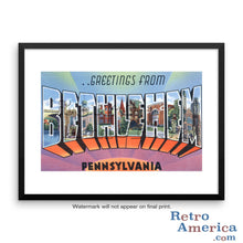 Greetings from Bethlehem Pennsylvania PA Postcard Framed Wall Art