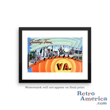 Greetings from Blackstone Virginia VA Postcard Framed Wall Art
