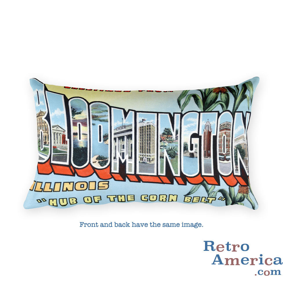 Greetings from Bloomington Illinois Throw Pillow