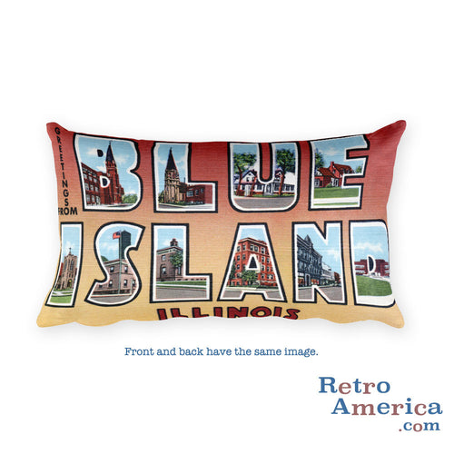 Greetings from Blue Island Illinois Throw Pillow