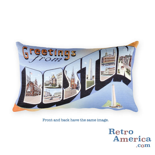 Greetings from Boston Massachusetts Throw Pillow 1