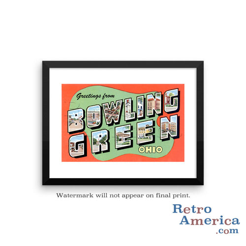 Greetings from Bowling Green Ohio OH Postcard Framed Wall Art