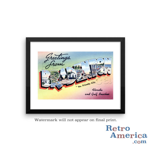 Greetings from Bradenton Florida FL Postcard Framed Wall Art