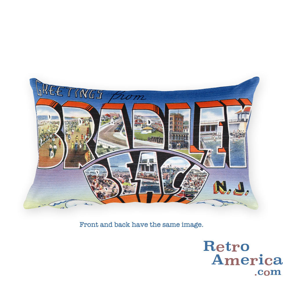 Greetings from Bradley Beach New Jersey Throw Pillow