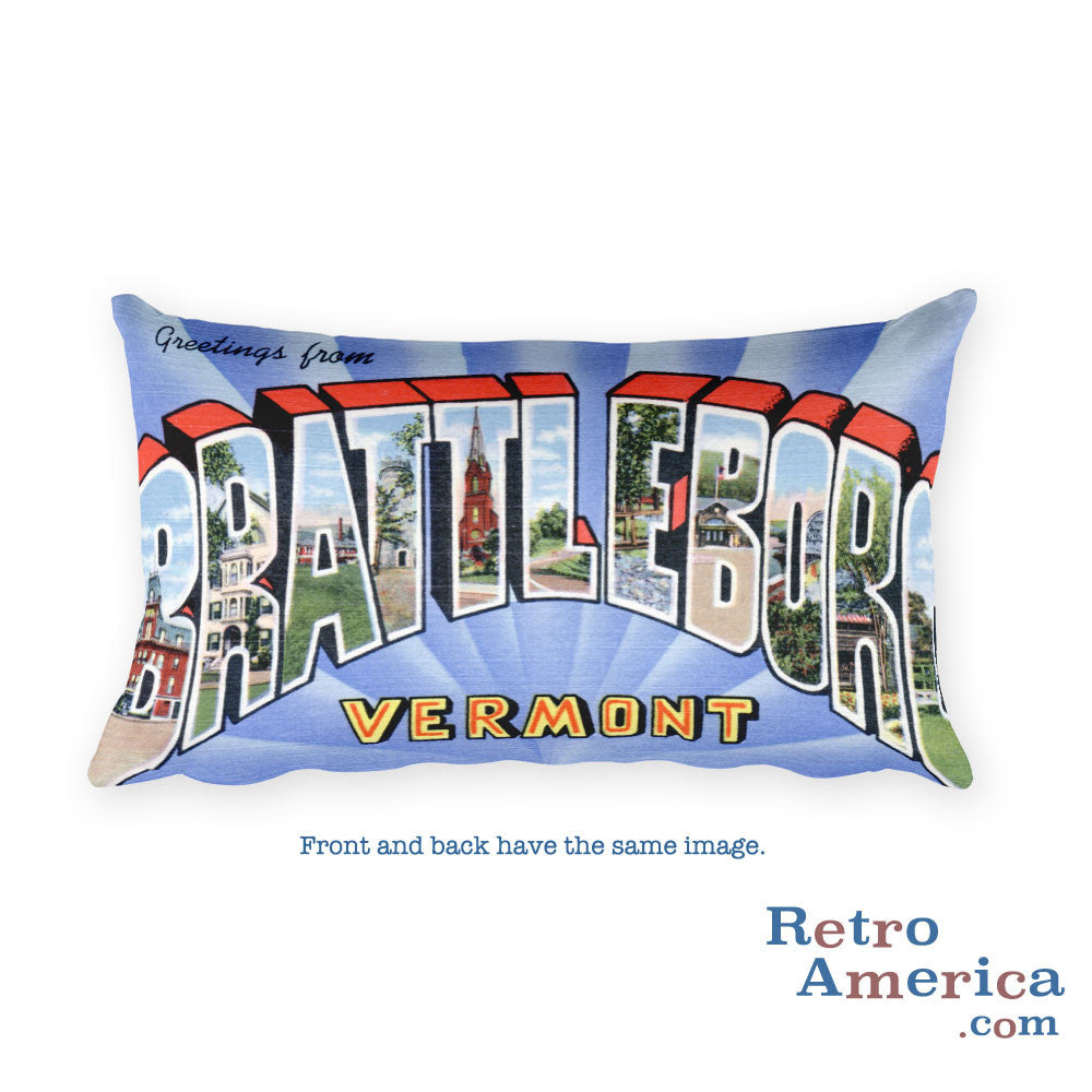 Greetings from Brattleboro Vermont Throw Pillow