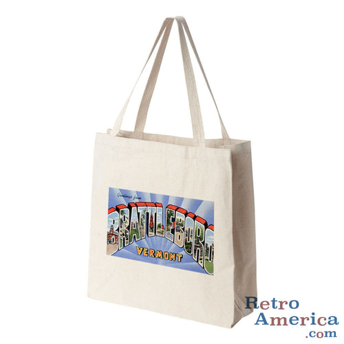 Greetings from Brattleboro Vermont VT Postcard Tote Bag