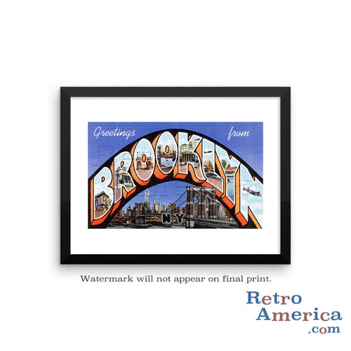 Greetings from Brooklyn New York NY 2 Postcard Framed Wall Art