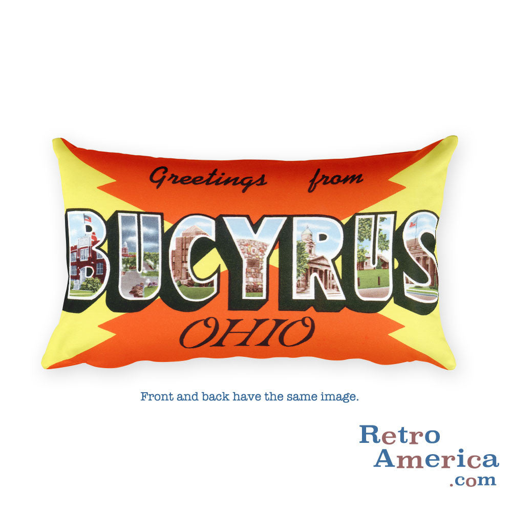 Greetings from Bucyrus Ohio Throw Pillow