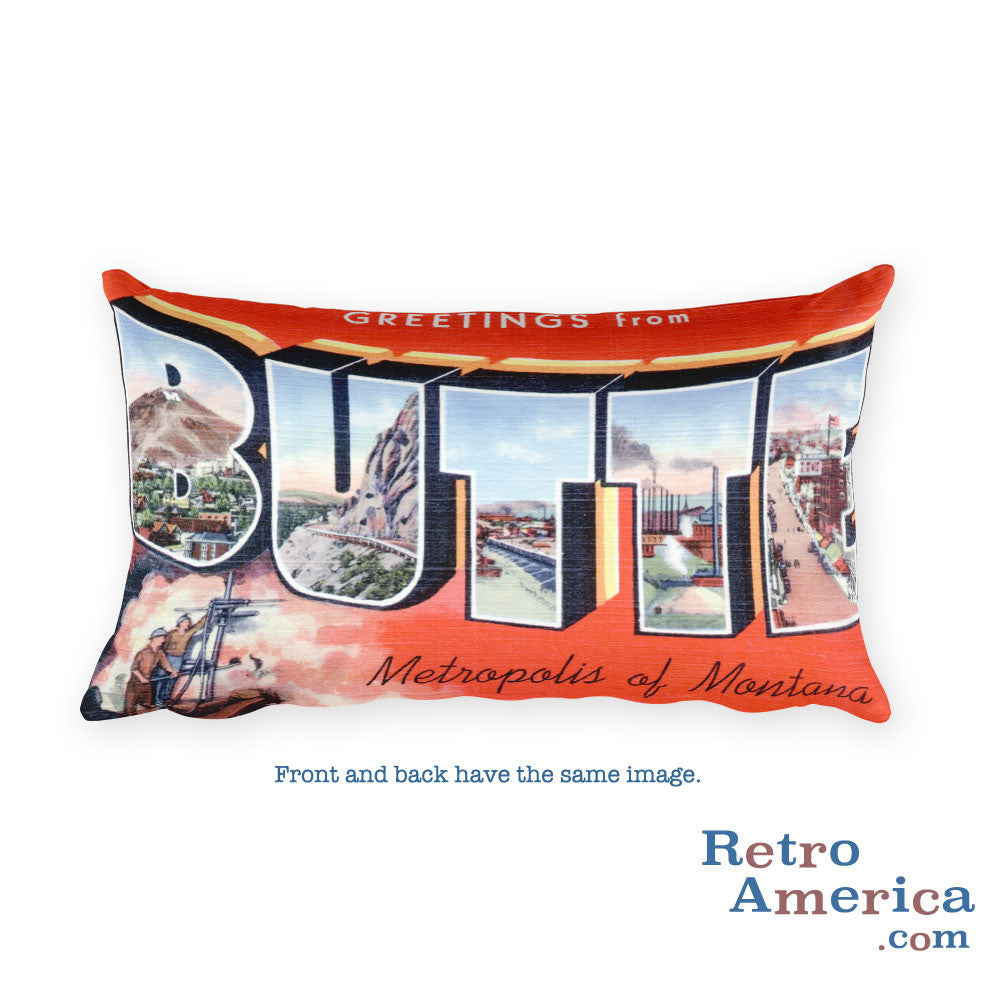 Greetings from Butte Montana Throw Pillow