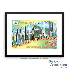 Greetings from California CA 4 Postcard Framed Wall Art