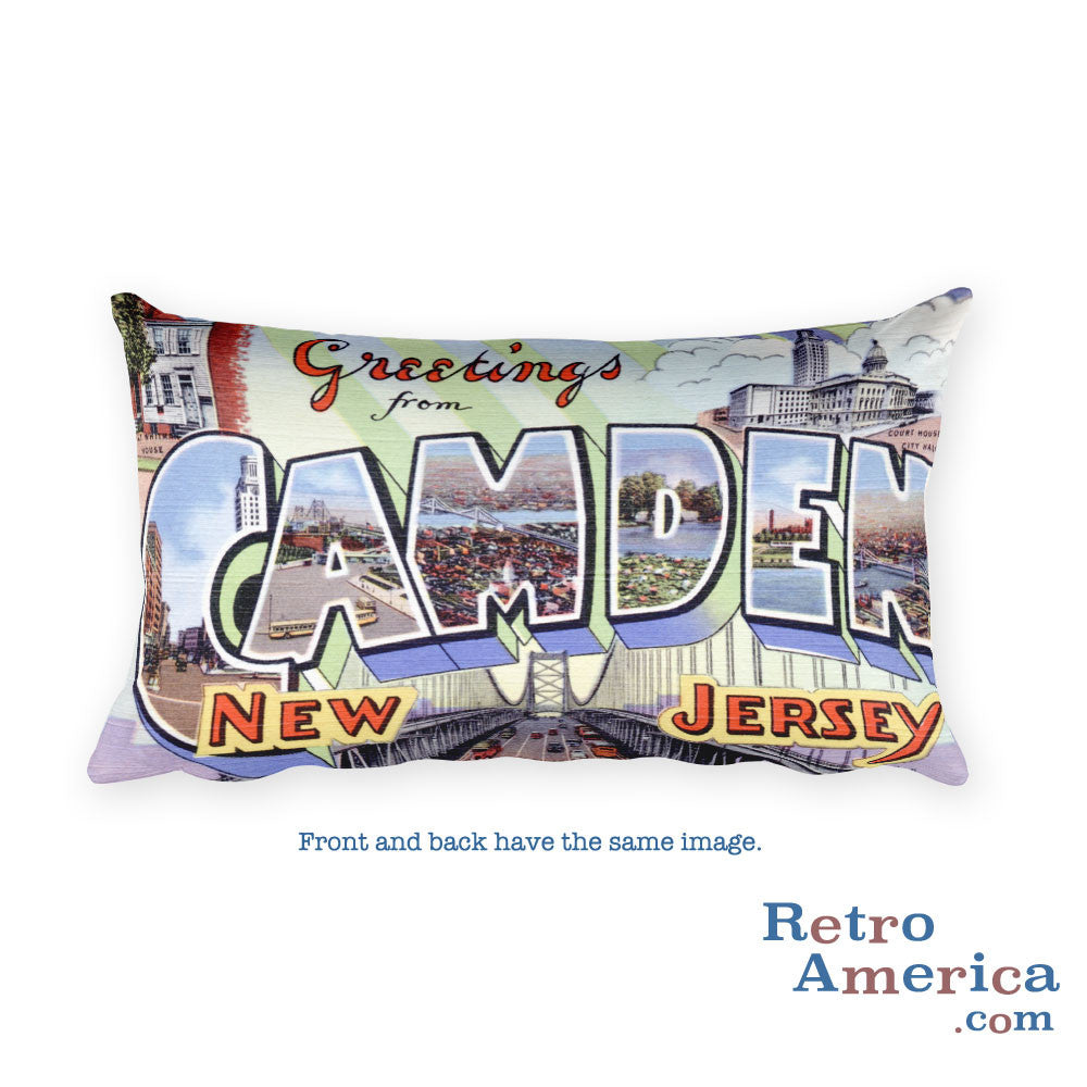 Greetings from Camden New Jersey Throw Pillow