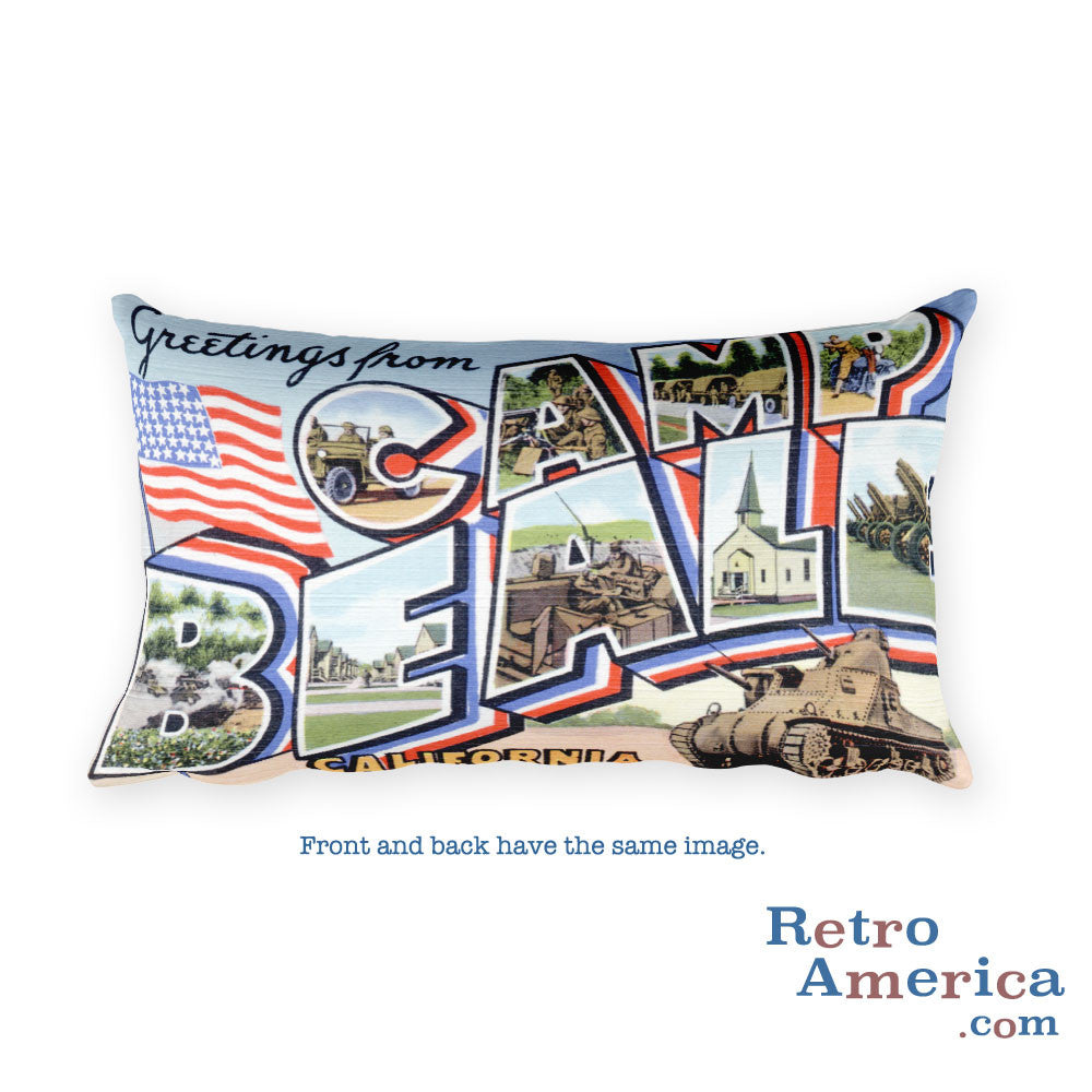 Greetings from Camp Beale California Throw Pillow