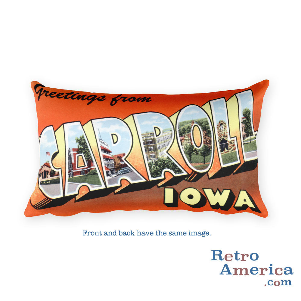 Greetings from Carroll Iowa Throw Pillow