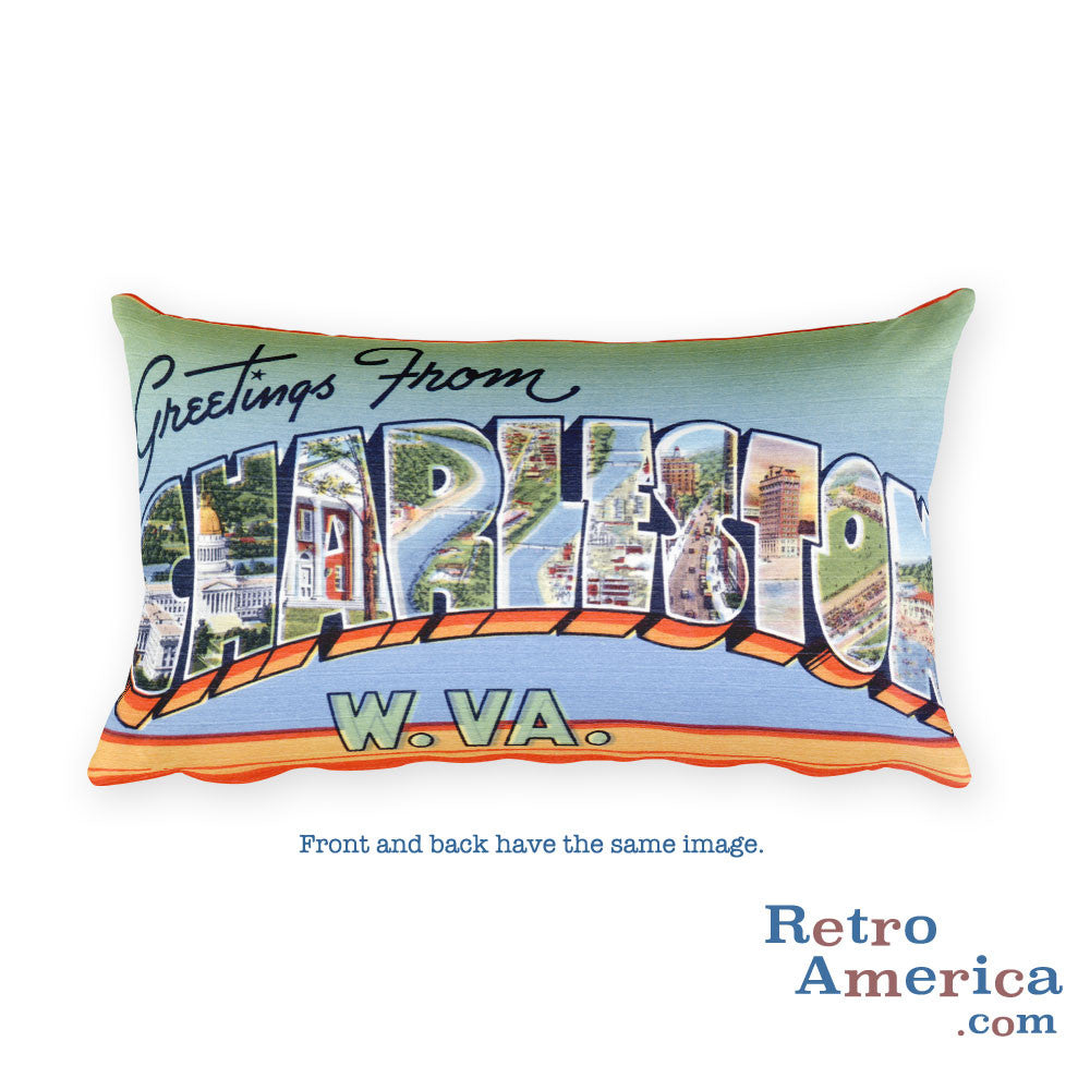 Greetings from Charleston West Virginia Throw Pillow 1