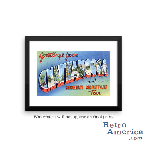 Greetings from Chattanooga Tennessee TN Postcard Framed Wall Art