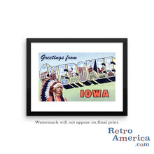 Greetings from Cherokee Iowa IA Postcard Framed Wall Art