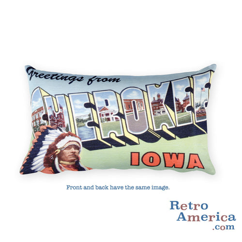 Greetings from Cherokee Iowa Throw Pillow