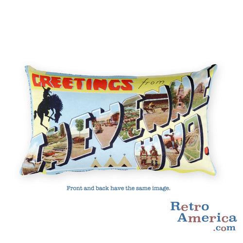 Greetings from Cheyenne Wyoming Throw Pillow