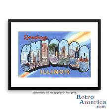 Greetings from Chicago Illinois IL 1 Postcard Framed Wall Art