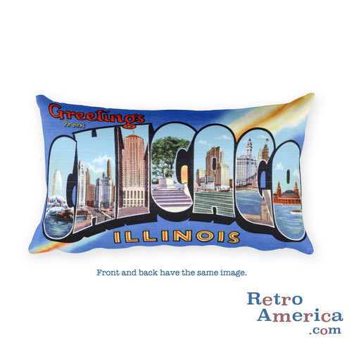 Greetings from Chicago Illinois Throw Pillow 1