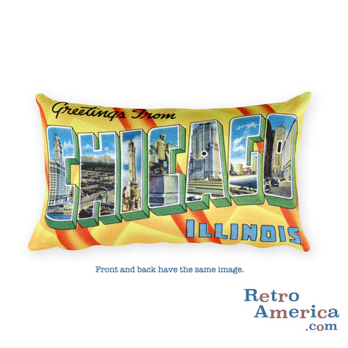 Greetings from Chicago Illinois Throw Pillow 2