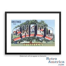 Greetings from Chico California CA Postcard Framed Wall Art
