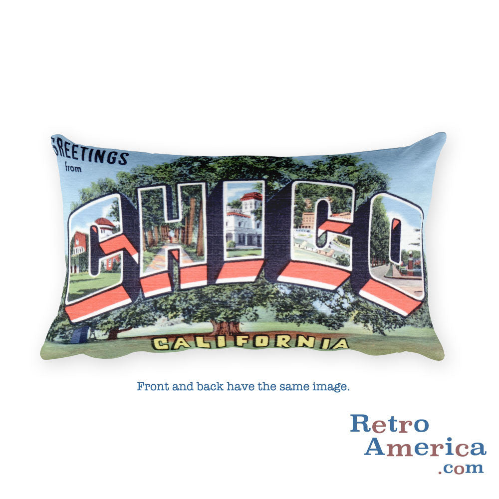 Greetings from Chico California Throw Pillow