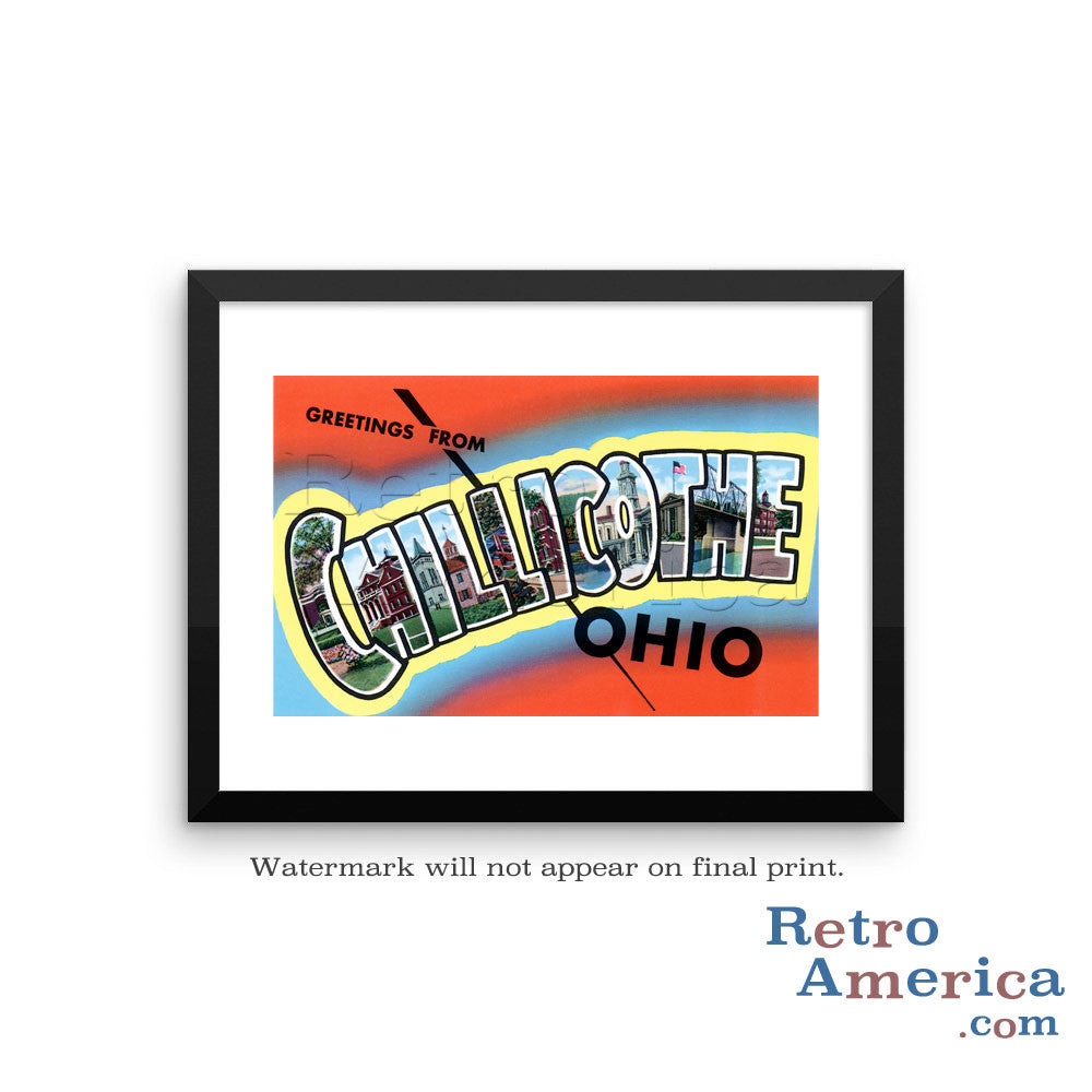 Greetings from Chillicothe Ohio OH Postcard Framed Wall Art