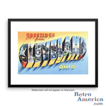 Greetings from Cleveland Ohio OH 3 Postcard Framed Wall Art