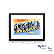 Greetings from Cleveland Ohio OH 3 Postcard Framed Wall Art