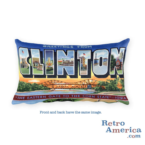 Greetings from Clinton Iowa Throw Pillow