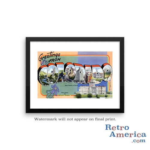 Greetings from Colorado CO 1 Postcard Framed Wall Art