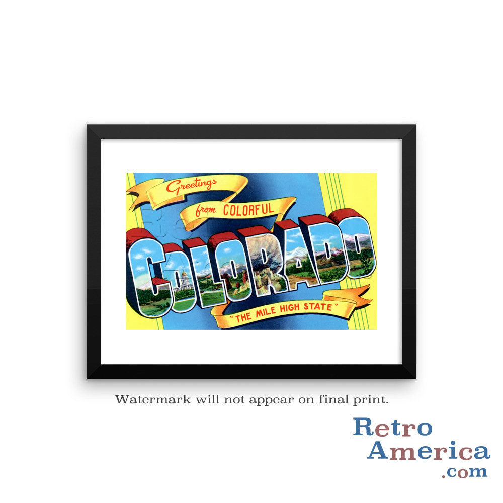 Greetings from Colorado CO 2 Postcard Framed Wall Art