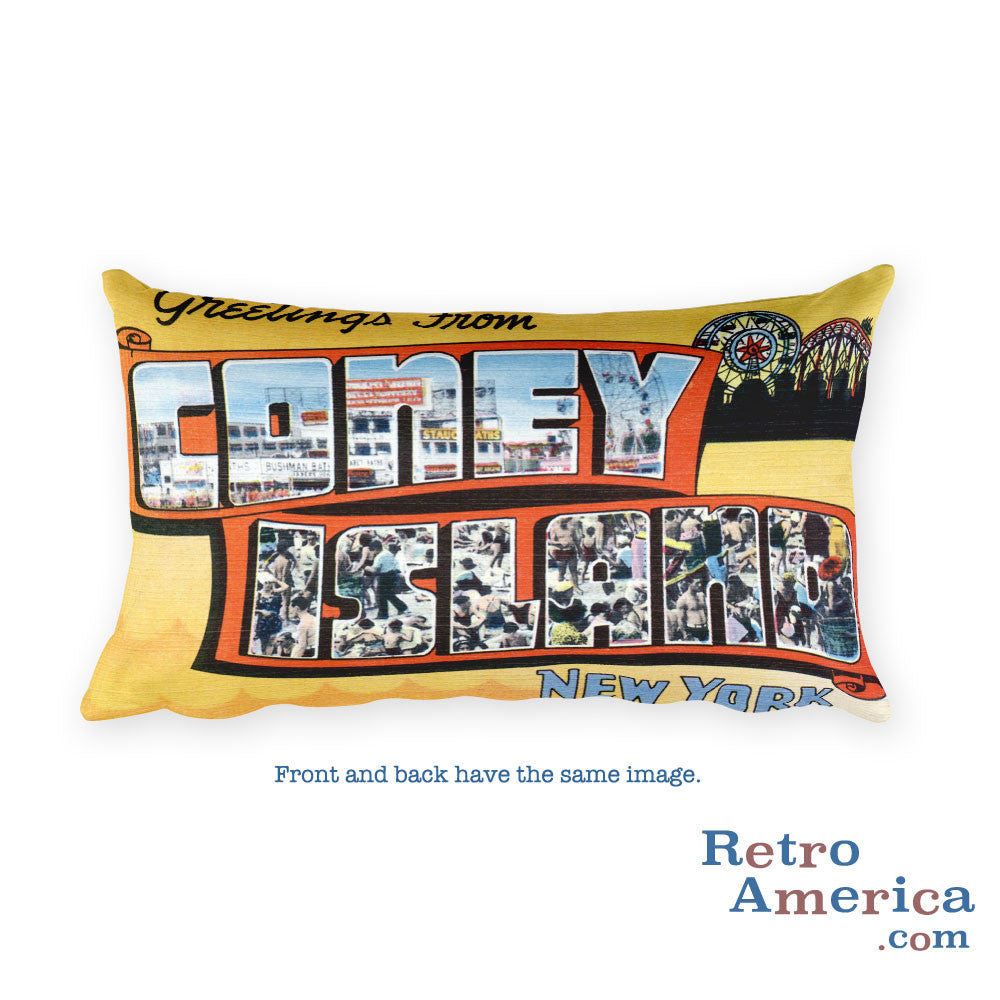 Greetings from Coney Island New York Throw Pillow 3