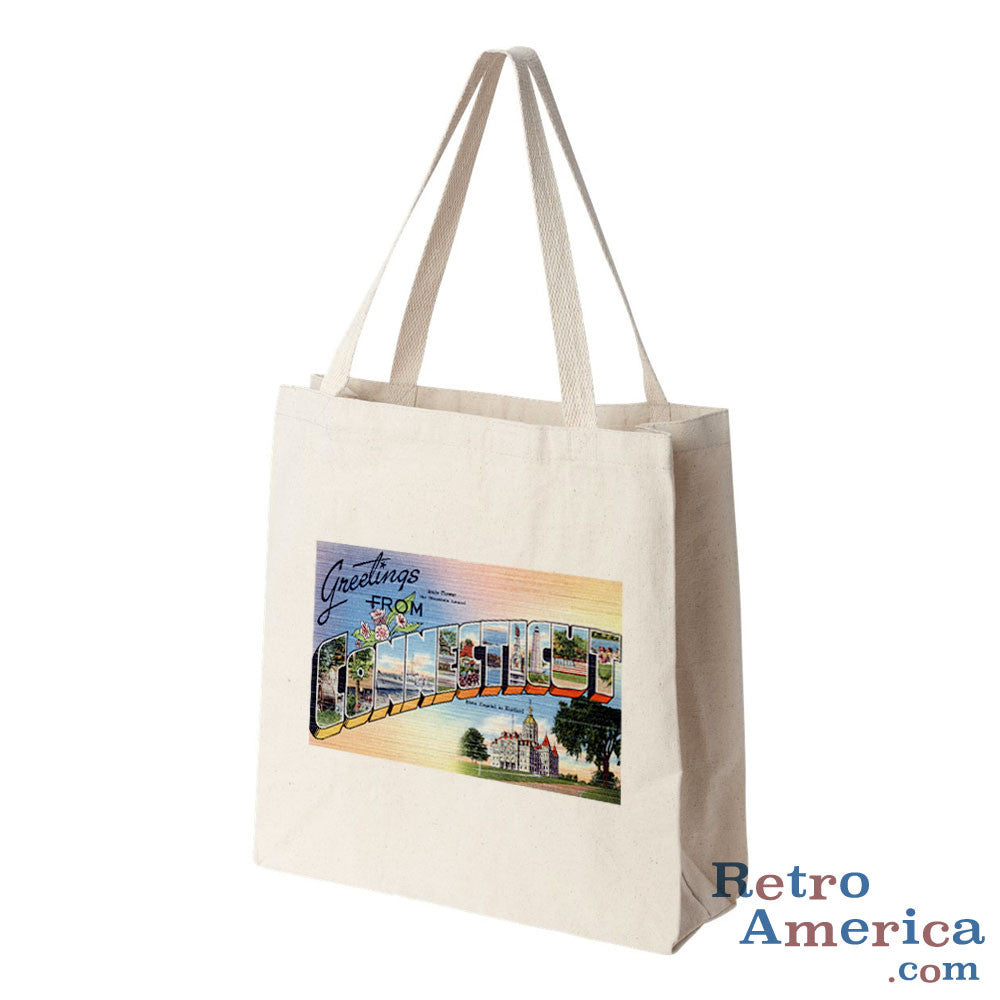 Greetings from Connecticut CT Postcard Tote Bag