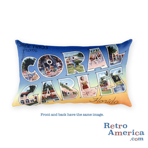 Greetings from Coral Gables Florida Throw Pillow 1