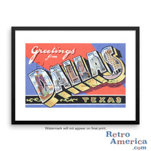 Greetings from Dallas Texas TX 1 Postcard Framed Wall Art