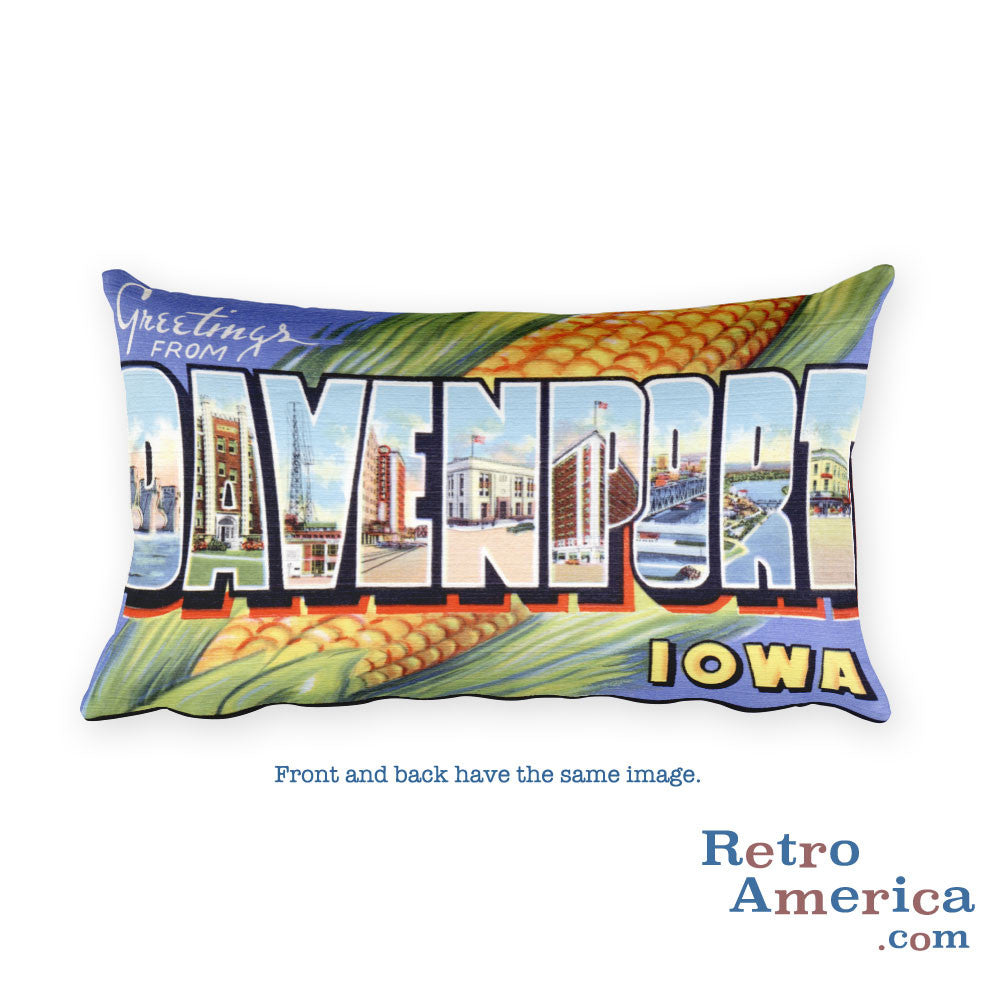 Greetings from Davenport Iowa Throw Pillow
