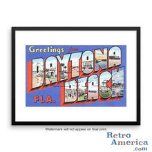 Greetings from Daytona Beach Florida FL 2 Postcard Framed Wall Art