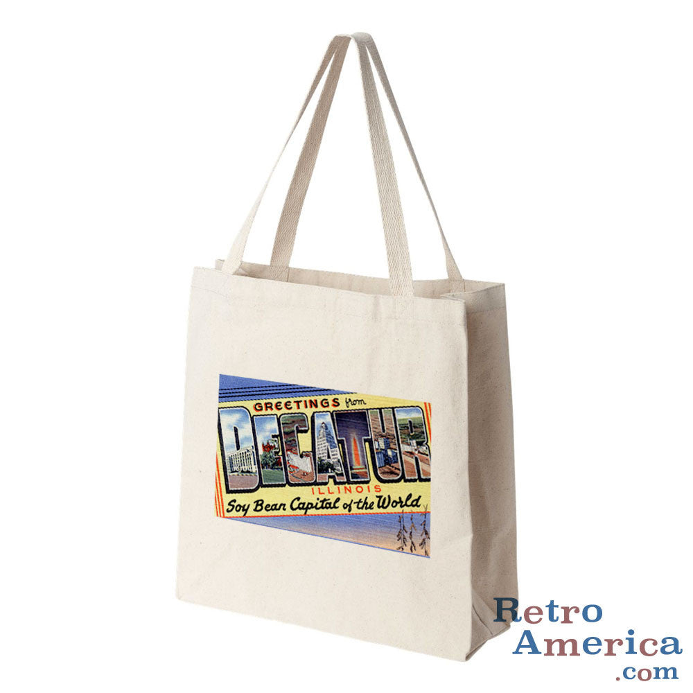 Greetings from Decatur Illinois IL Postcard Tote Bag
