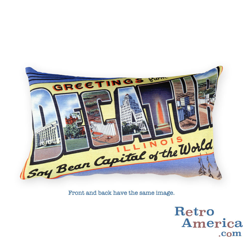Greetings from Decatur Illinois Throw Pillow