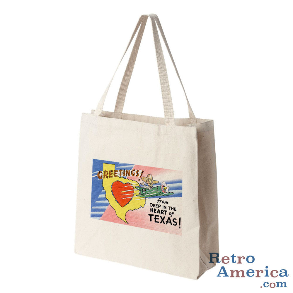 Greetings from Deep In The Heart Of Texas TX Postcard Tote Bag