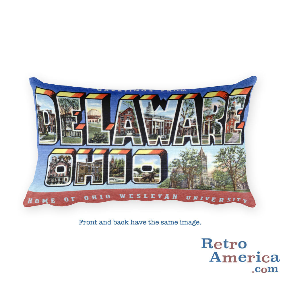 Greetings from Delaware Ohio Throw Pillow