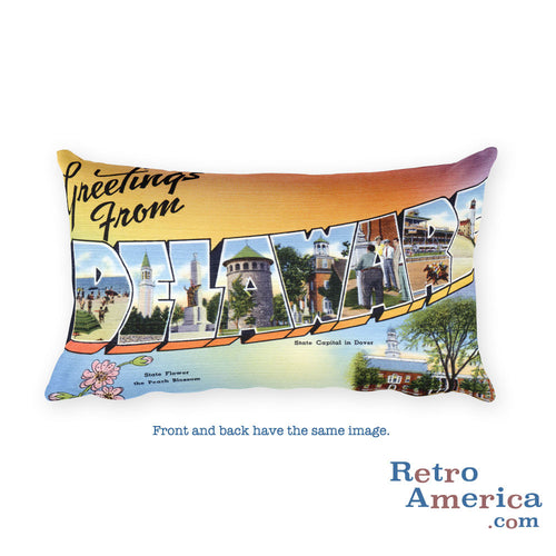 Greetings from Delaware Throw Pillow 1