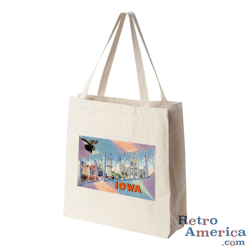 Greetings from Des Moines Iowa IA 2 Postcard Tote Bag