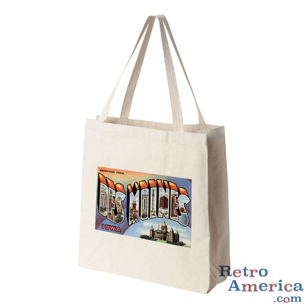 Greetings from Des Moines Iowa IA 3 Postcard Tote Bag