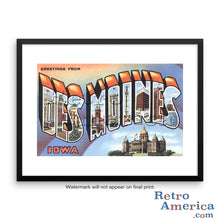 Greetings from Des Moines Iowa IA 3 Postcard Framed Wall Art