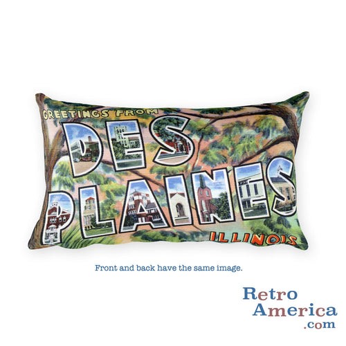 Greetings from Des Plaines Illinois Throw Pillow