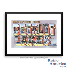 Greetings from Detroit Lakes Minnesota MN Postcard Framed Wall Art